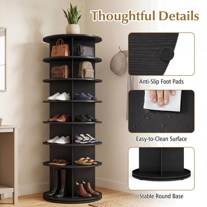 Giantex 7 Tier Rotating Shoe Rack Tower with 28 Cubes