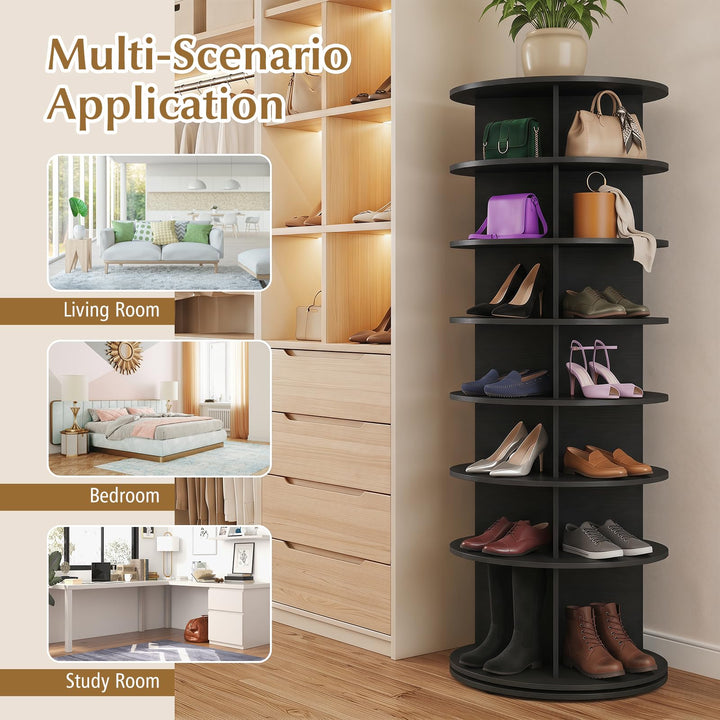Giantex 7 Tier Rotating Shoe Rack Tower with 28 Cubes