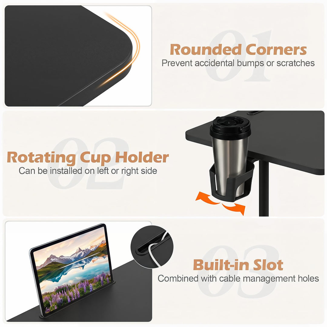 Giantex 31.5 Small Mobile Standing Desk with Wheels &amp; Storage Basket &amp; Tablet Slot