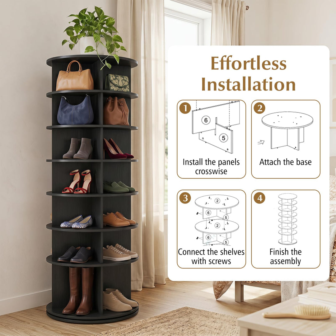 Giantex 7 Tier Rotating Shoe Rack Tower with 28 Cubes
