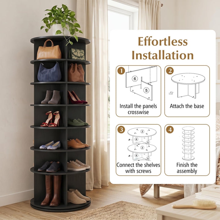 Giantex 7 Tier Rotating Shoe Rack Tower with 28 Cubes