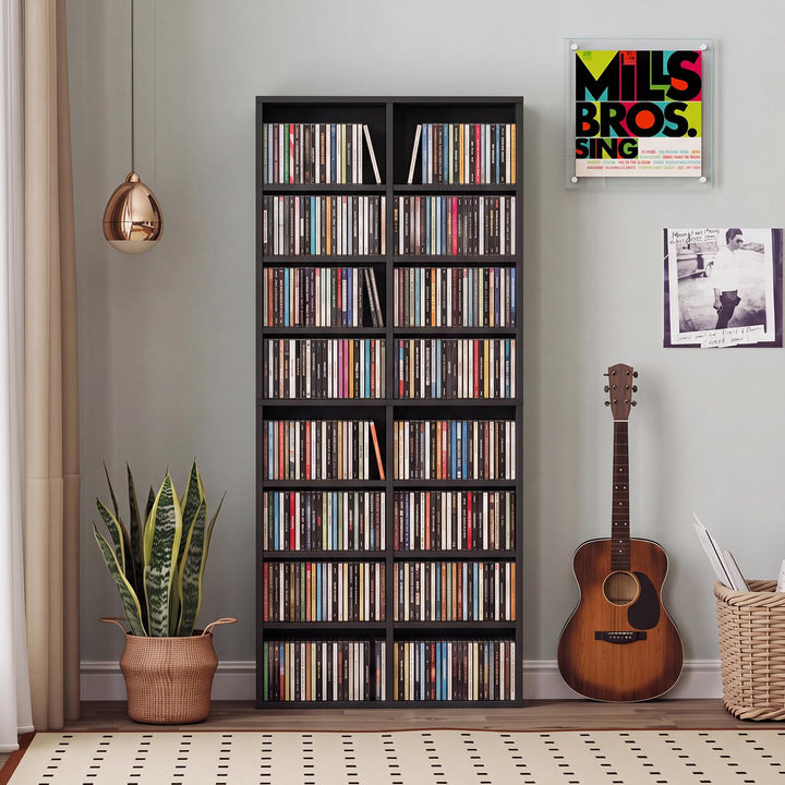 GIANTEX DVD Shelf | 16-Shelf Wide CD Rack with 12 Adjustable Shelves (1/2)