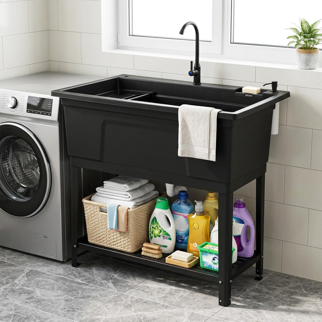 Giantex Freestanding Utility Sink with Faucet &amp; Drain Kit