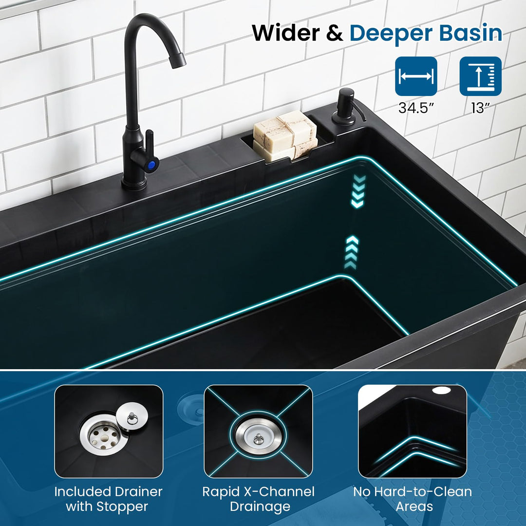 Giantex Freestanding Utility Sink with Faucet &amp; Drain Kit