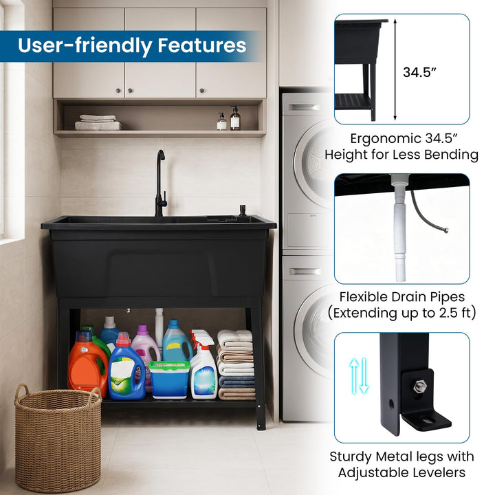 Giantex Freestanding Utility Sink with Faucet &amp; Drain Kit