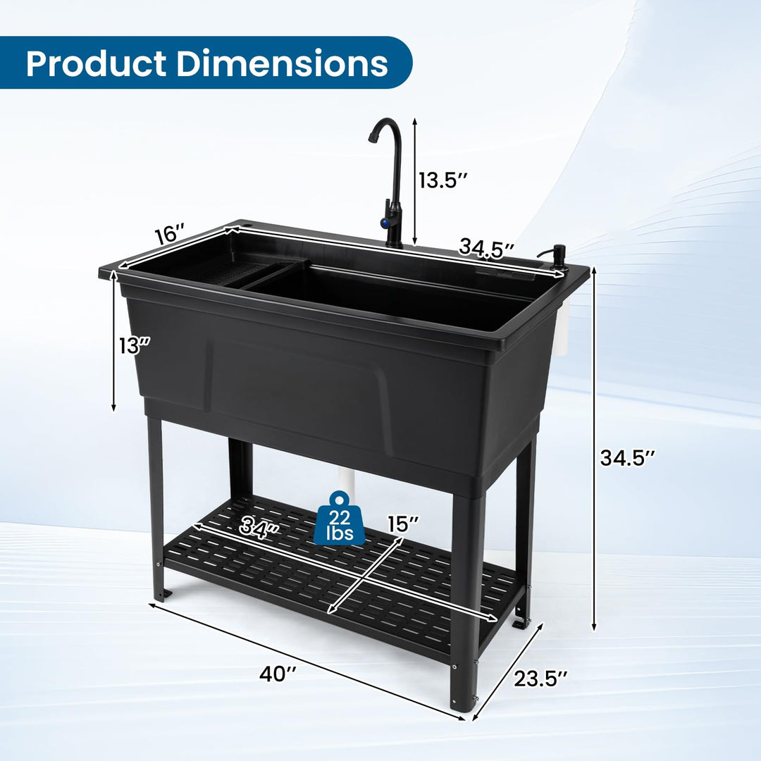 Giantex Freestanding Utility Sink with Faucet &amp; Drain Kit
