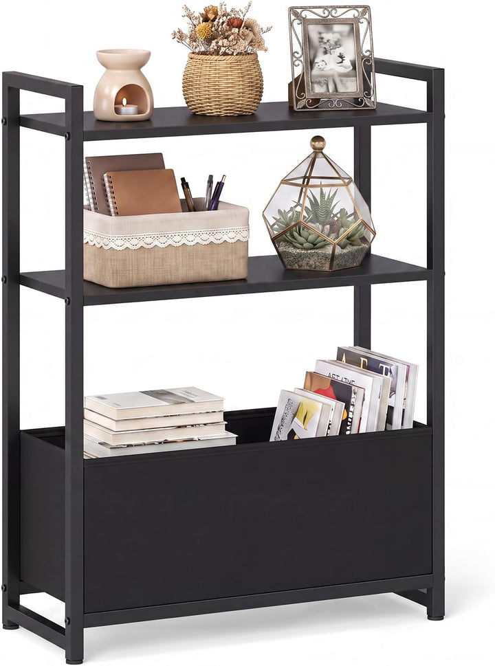 GIANTEX 8" Narrow End Table with Fabric Drawer &amp; 2 Shelves