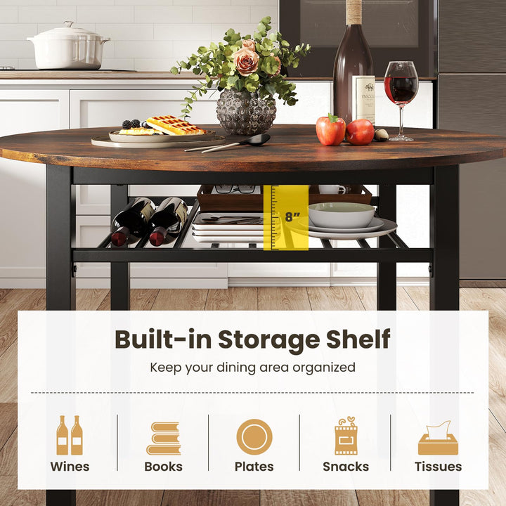 Giantex Dining Table for 2-4 with Storage Shelf &amp; Metal Frame
