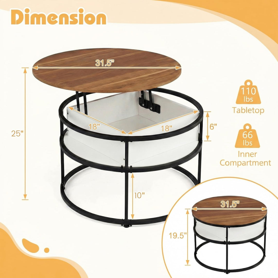 Giantex 31.5" Round Lift Top Coffee Table with Storage and Hidden Compartment