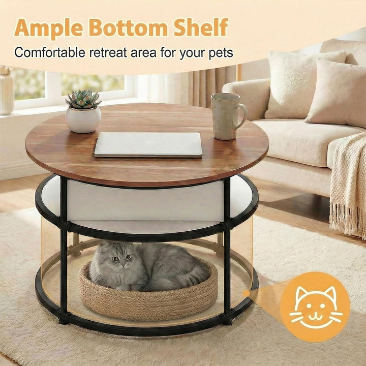 Giantex 31.5" Round Lift Top Coffee Table with Storage and Hidden Compartment