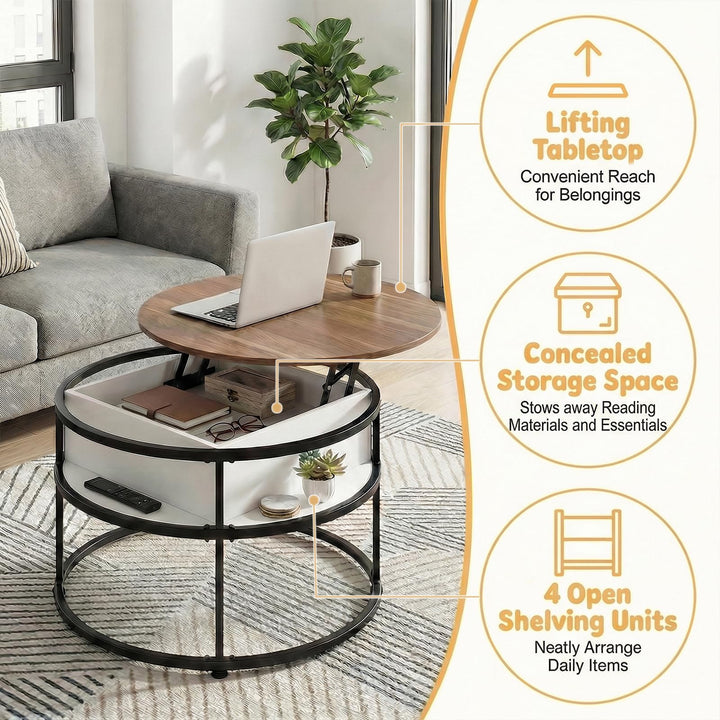 Giantex 31.5" Round Lift Top Coffee Table with Storage and Hidden Compartment