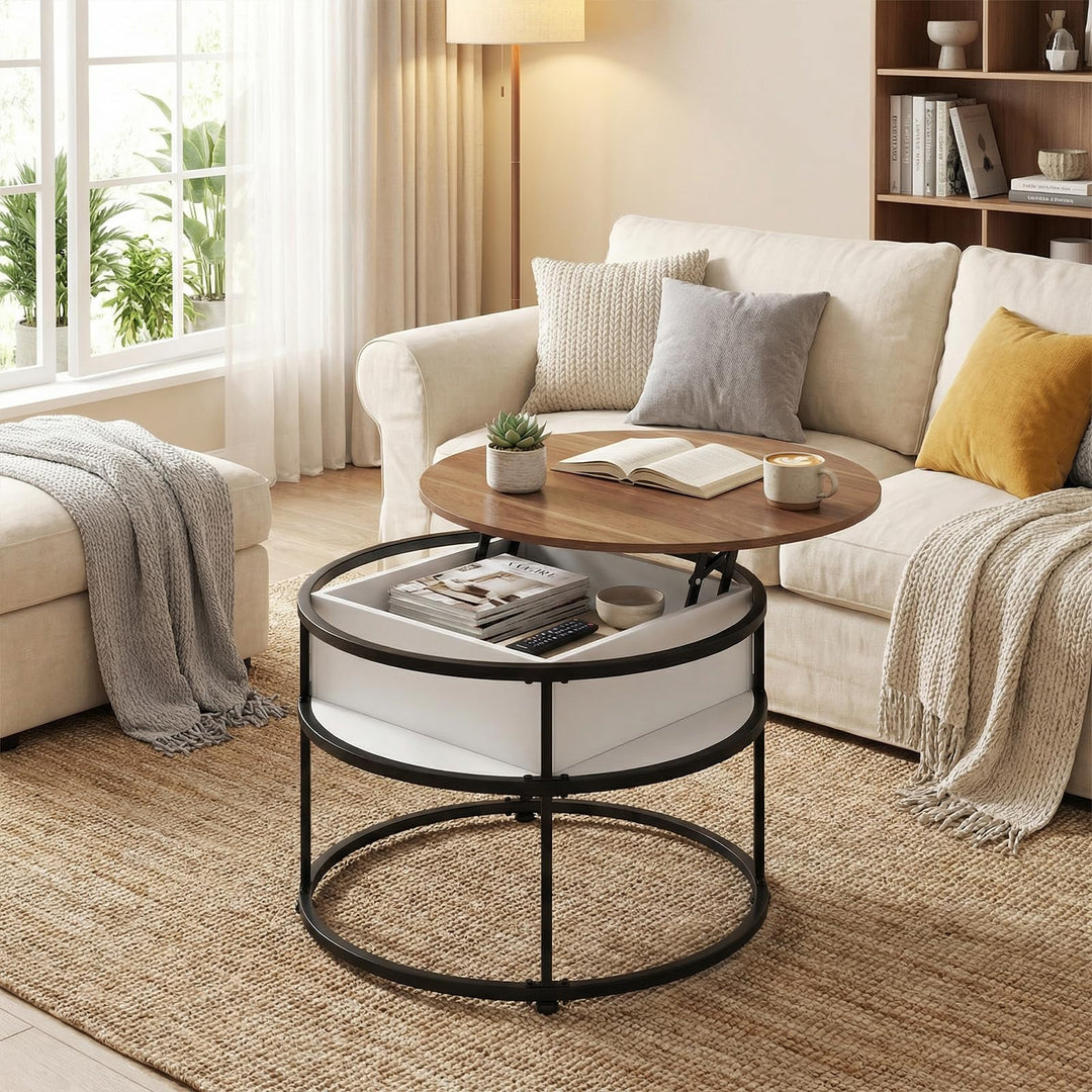 Giantex 31.5" Round Lift Top Coffee Table with Storage and Hidden Compartment