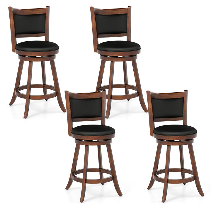 Giantex Accent Wooden Swivel Back Counter Height Bar Stool, Fabric Upholstered Design
