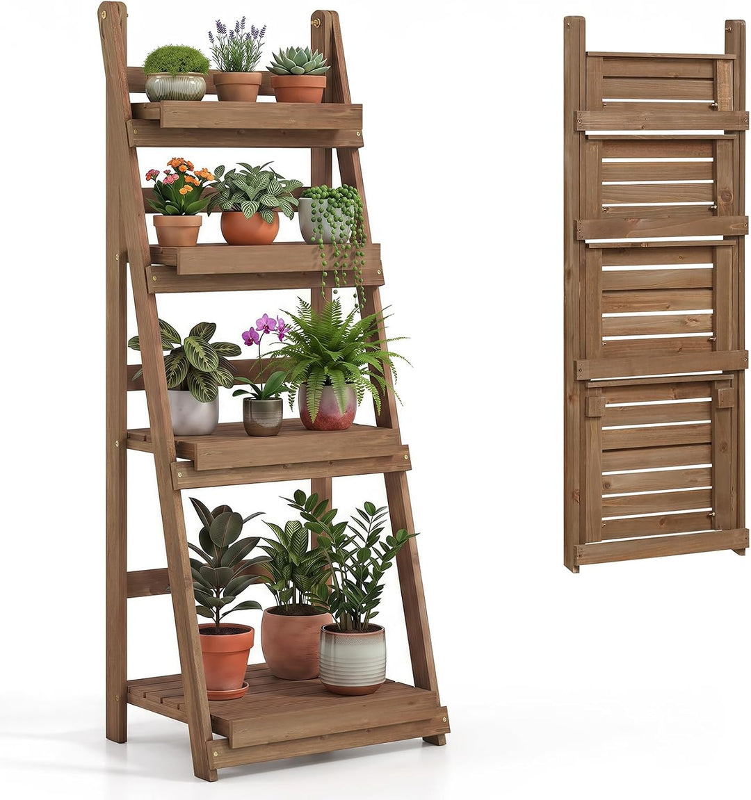 GIANTEX Foldable Wooden Plant Stand