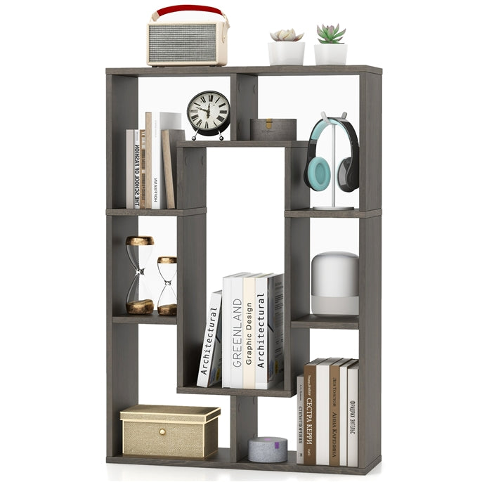 Giantex 7-Cube Bookcase White, Modern Freestanding Wooden Rectangular Bookshelf with Anti-Tipping Kits