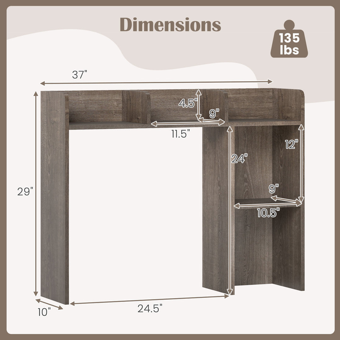 Giantex Desktop Bookshelf, Wood Desk Hutch Organizer for 27 Inch Computer Monitor