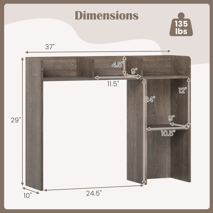 Giantex Desktop Bookshelf, Wood Desk Hutch Organizer for 27 Inch Computer Monitor
