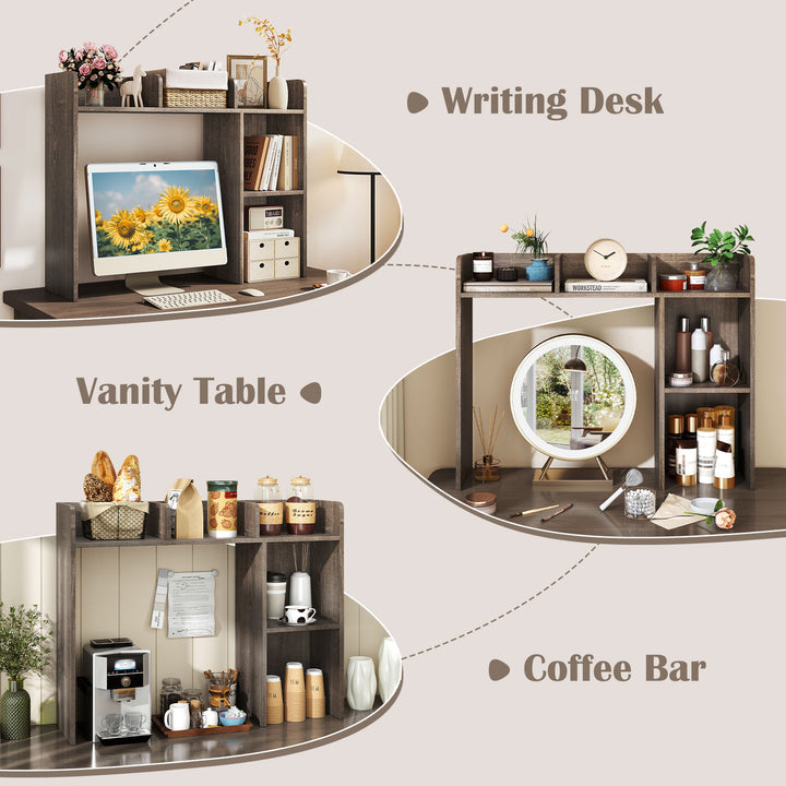 Giantex Desktop Bookshelf, Wood Desk Hutch Organizer for 27 Inch Computer Monitor