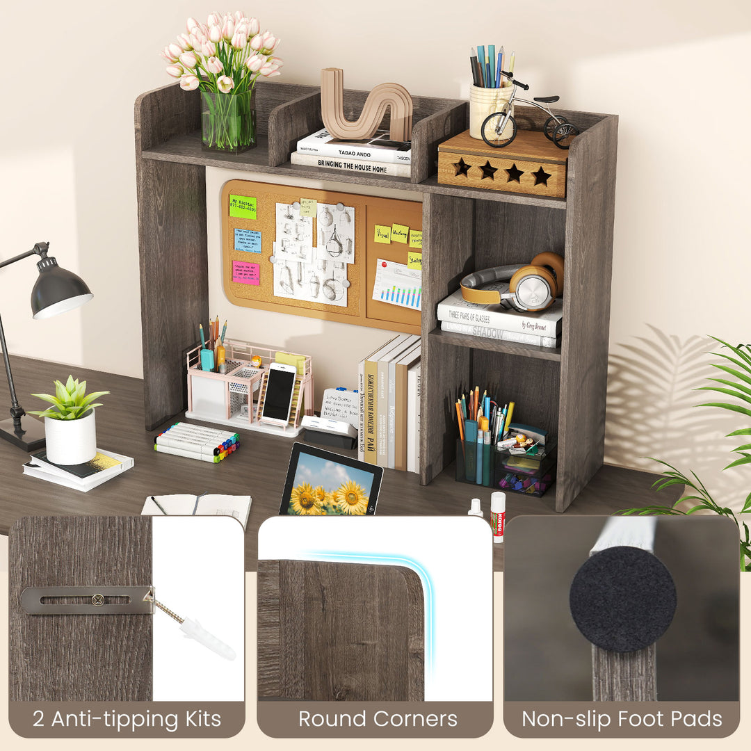 Giantex Desktop Bookshelf, Wood Desk Hutch Organizer for 27 Inch Computer Monitor