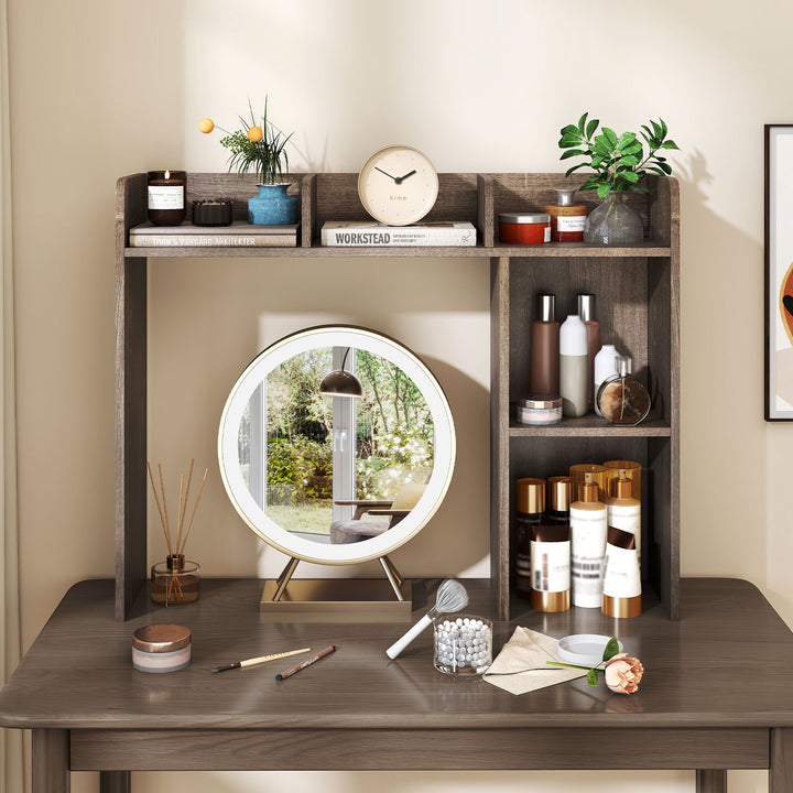 Giantex Desktop Bookshelf, Wood Desk Hutch Organizer for 27 Inch Computer Monitor