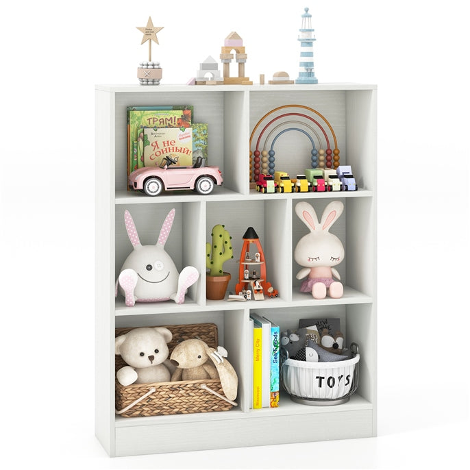 Giantex 7 Cube Bookcase 4-Tier Freestanding Bookshelf w/ 7 Open Compartments