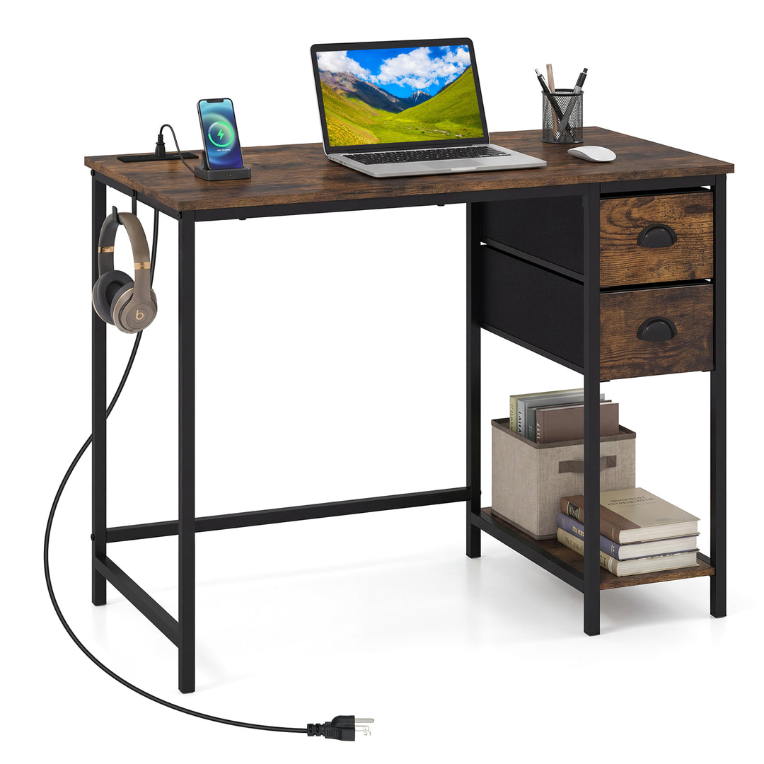 Giantex 38" Home Office Desk with Charging Station