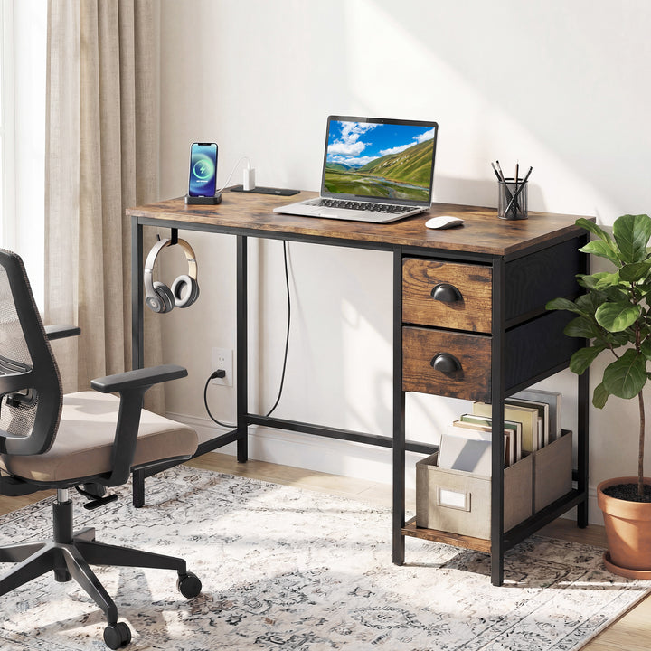 Giantex 38" Home Office Desk with Charging Station