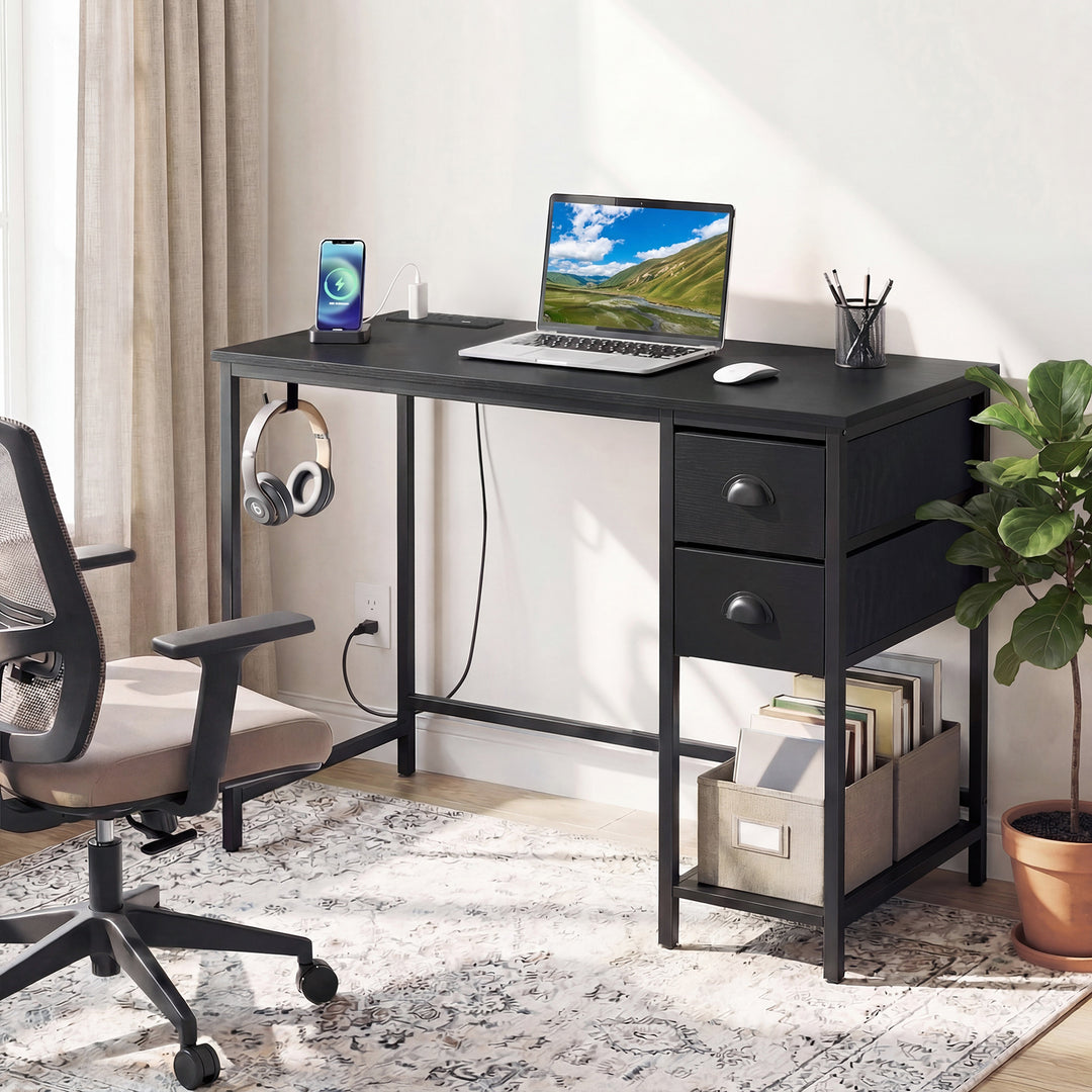 Giantex 38" Home Office Desk with Charging Station