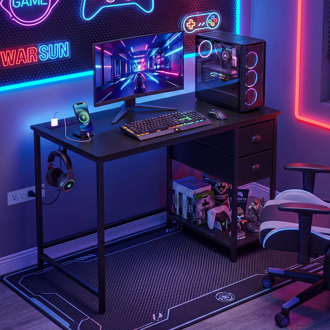 Giantex 38" Home Office Desk with Charging Station