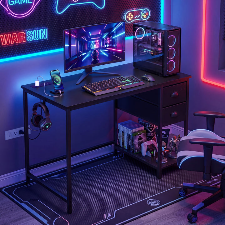 Giantex 38" Home Office Desk with Charging Station