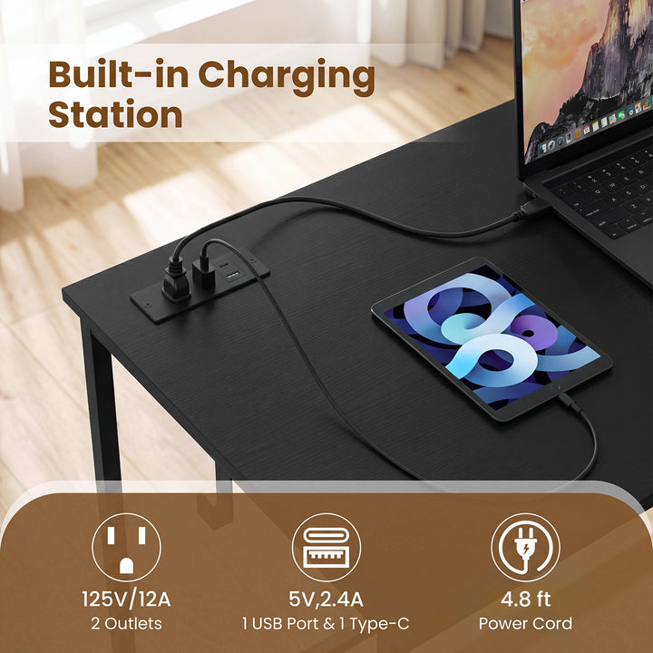 Giantex 38" Home Office Desk with Charging Station
