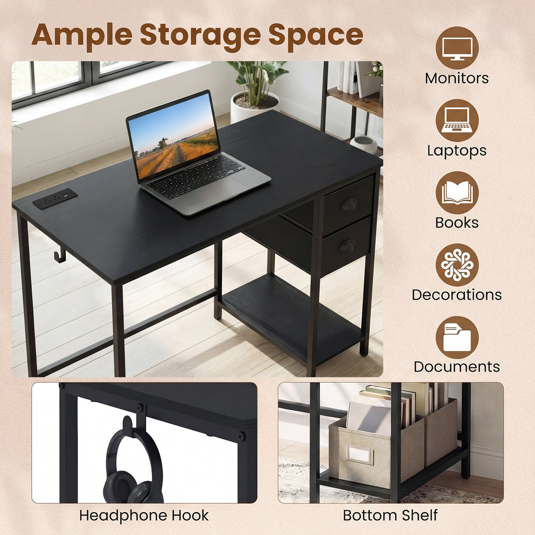 Giantex 38" Home Office Desk with Charging Station