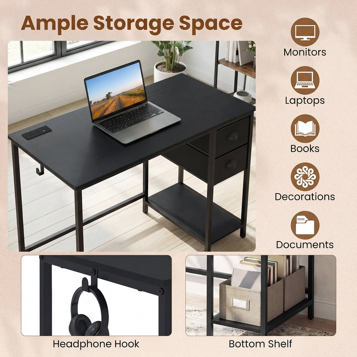 Giantex 38" Home Office Desk with Charging Station