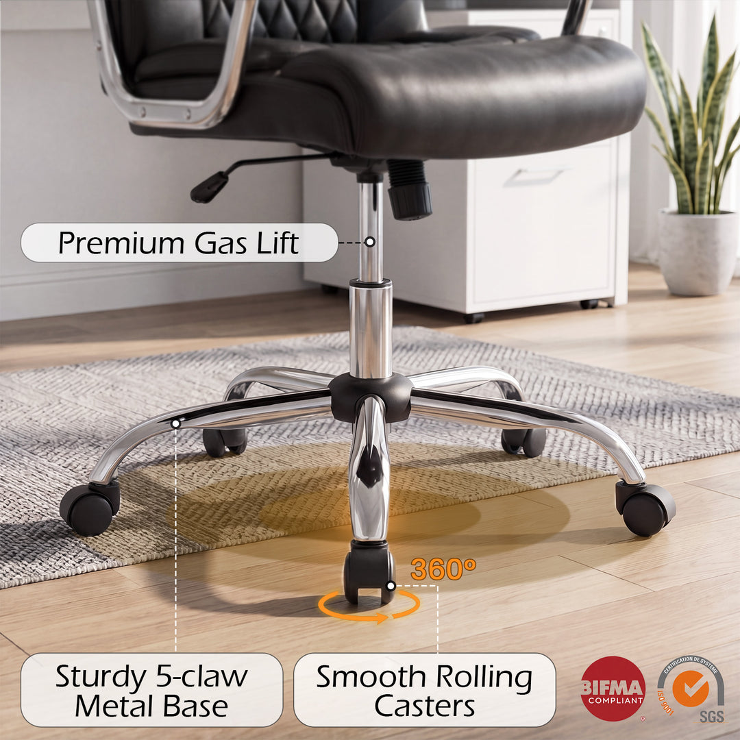Giantex Ergonomic Leather Office Chair – Adjustable Swivel Executive Desk Chair with Armrests &amp; Rocking Backrest