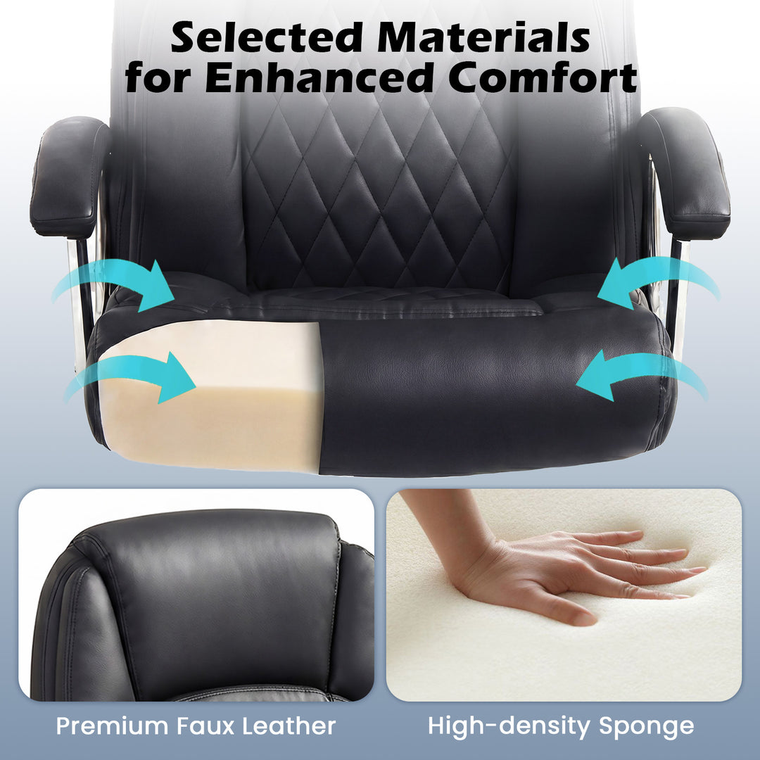Giantex Ergonomic Leather Office Chair – Adjustable Swivel Executive Desk Chair with Armrests &amp; Rocking Backrest