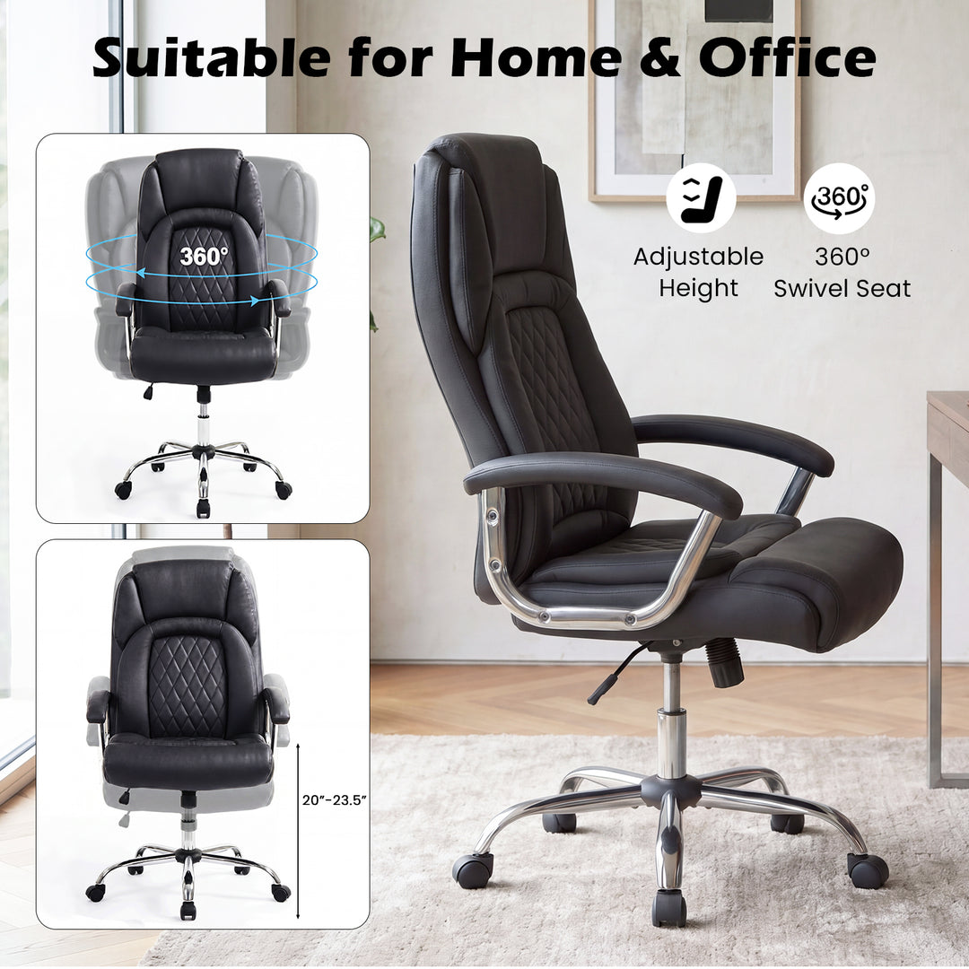 Giantex Ergonomic Leather Office Chair – Adjustable Swivel Executive Desk Chair with Armrests &amp; Rocking Backrest