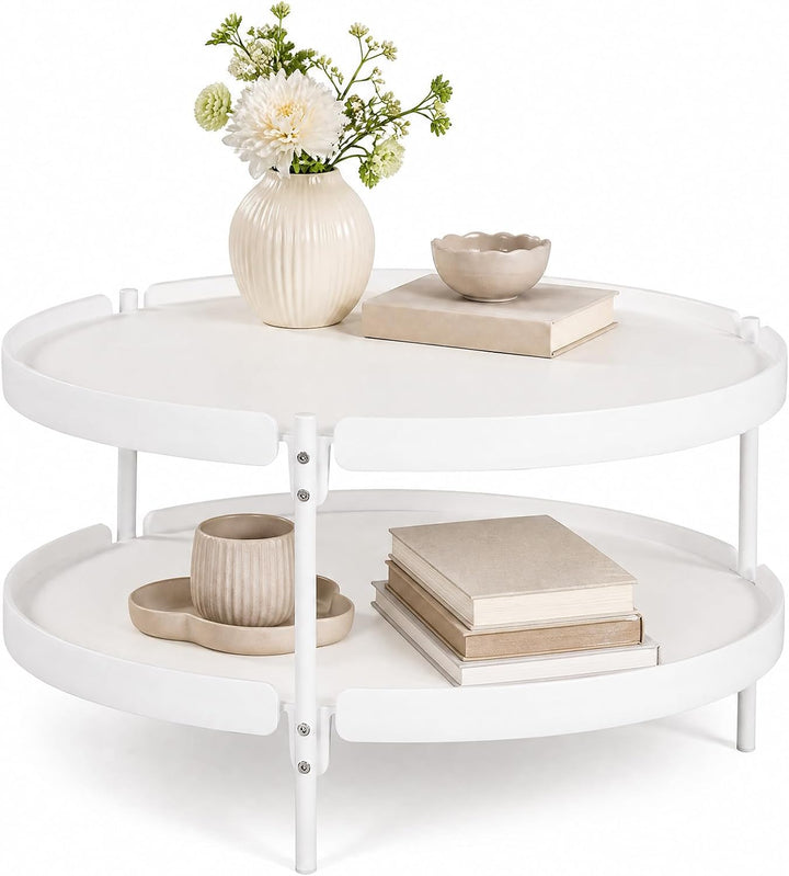 GIANTEX Small Round Coffee Table 24" Center Table with Storage