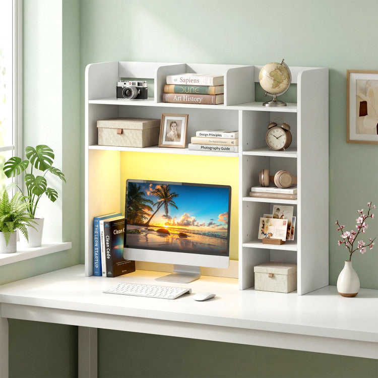 Giantex 35.5" Desktop Bookshelf with LED Lights