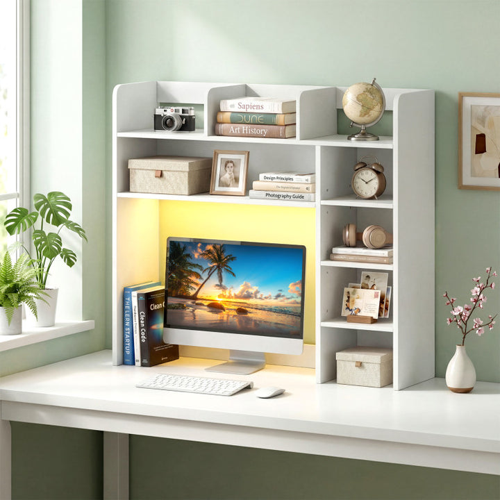 Giantex 35.5" Desktop Bookshelf with LED Lights