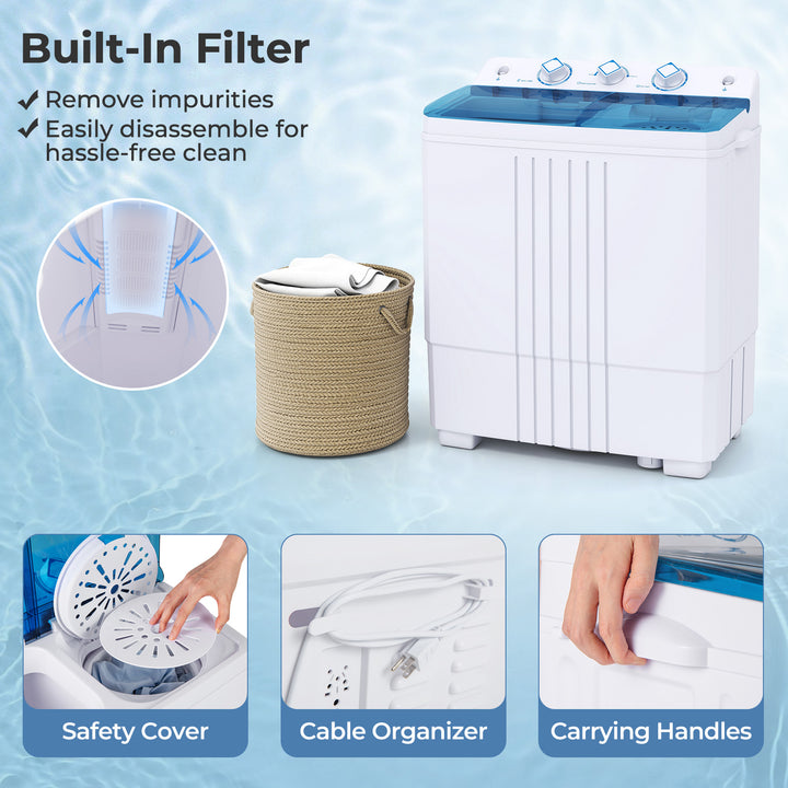 Giantex Washing Machine Portable Compact Twin Tub 12Lbs Washing and 8Lbs Spinning