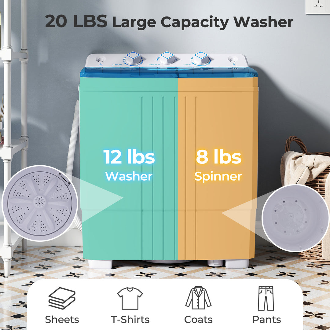 Giantex Washing Machine Portable Compact Twin Tub 12Lbs Washing and 8Lbs Spinning
