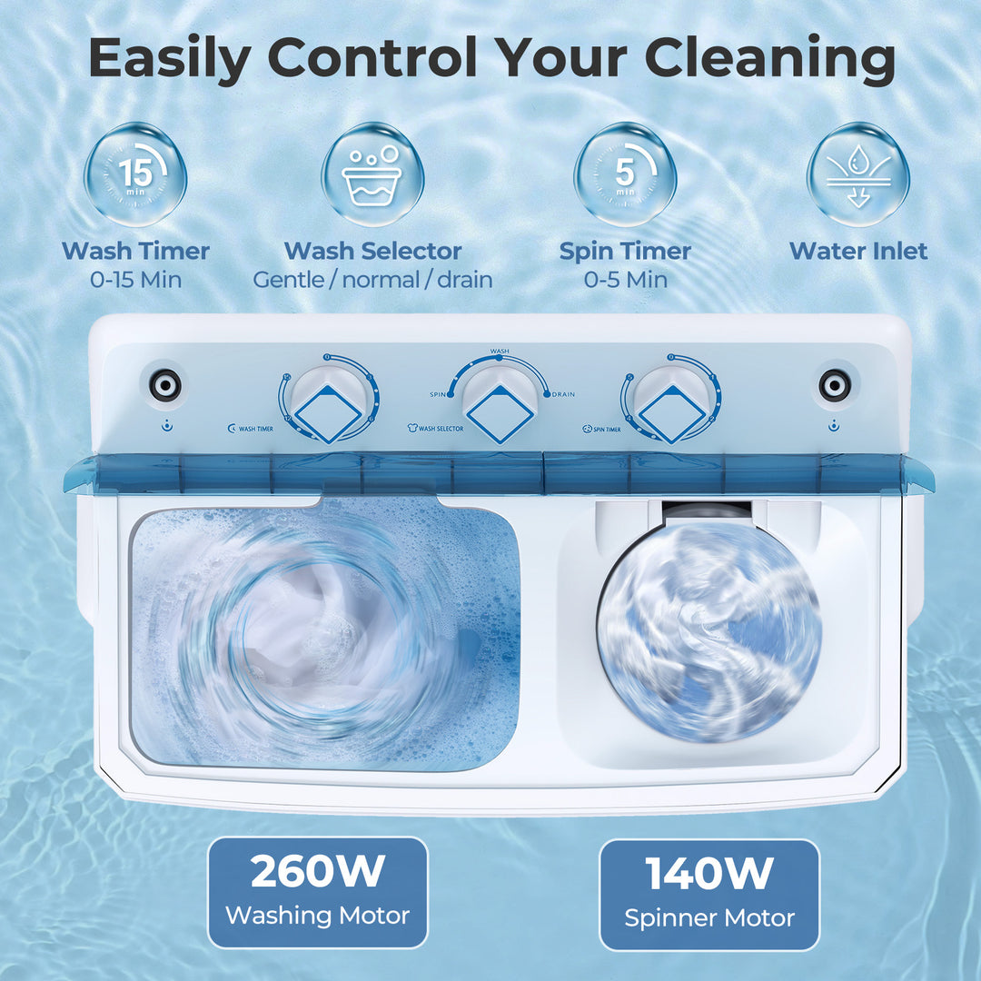 Giantex Washing Machine Portable Compact Twin Tub 12Lbs Washing and 8Lbs Spinning