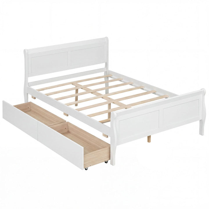 Giantex Twin/ Full/ Queen Bed with 2 Storage Drawers Wood Platform Bed with Headboard &amp; Footboard