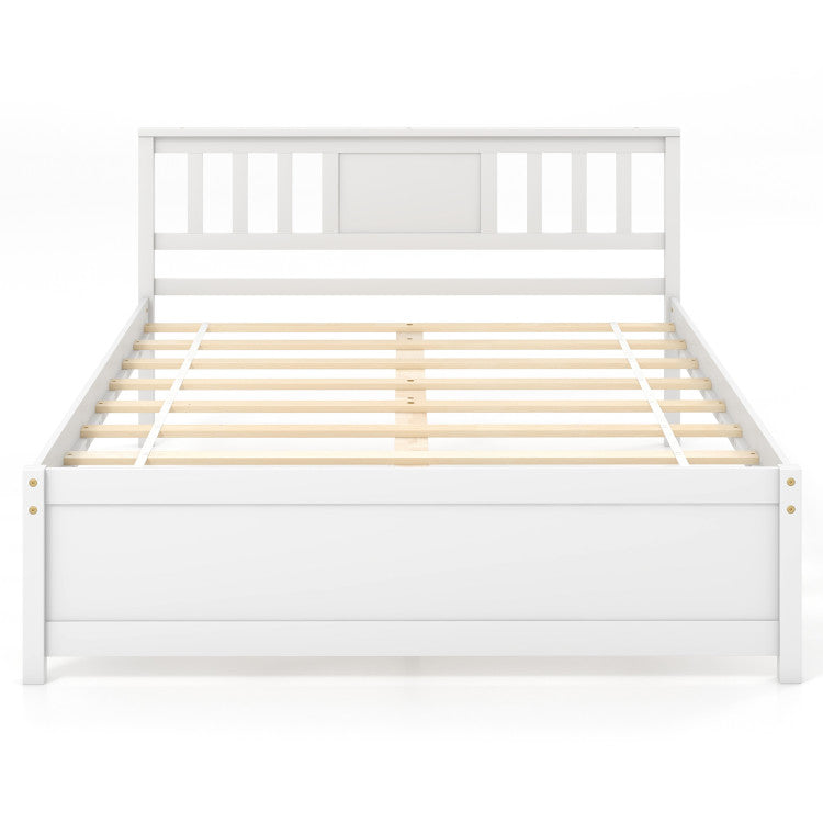 Giantex Solid Wood Platform Bed Frame, Mid Century Full Bed Frame with Headboard
