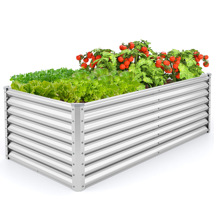 Giantex 6x3x2ft Steel Planter Raised Bed, Protective Edges, Vegetables, Flowers Fruit Herb