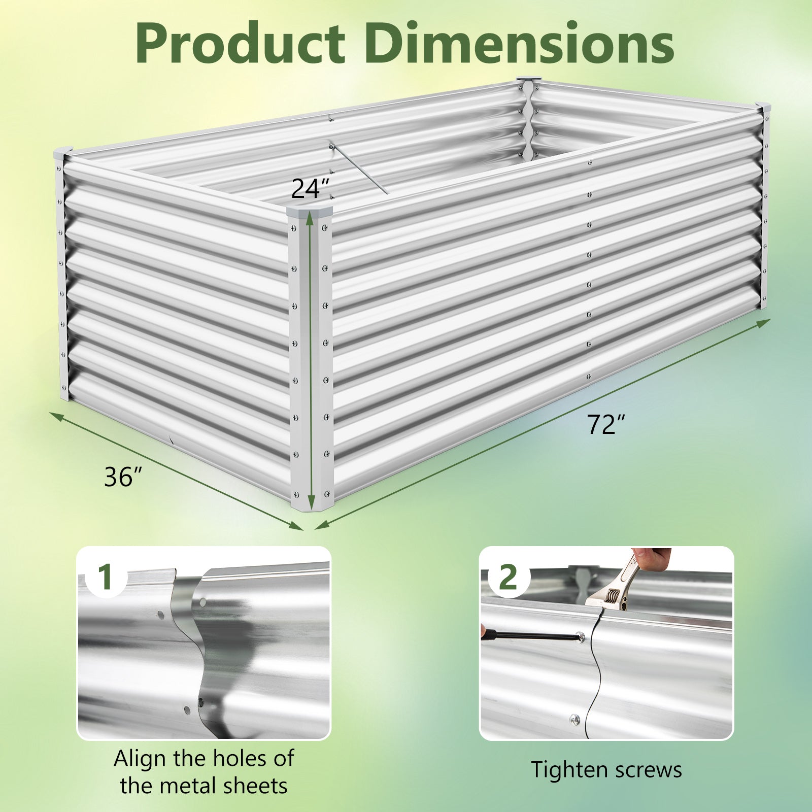 Giantex 6x3x2ft Steel Planter Raised Bed, Protective Edges, Vegetables, Flowers Fruit Herb