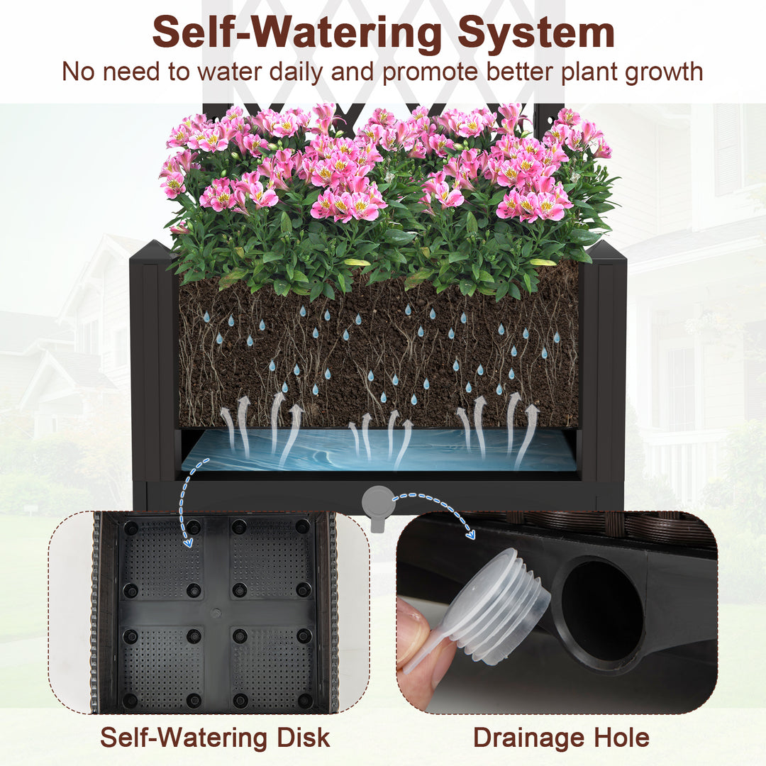 planter with trellis and self watering reservoir Giantex Raised Garden Bed with Trellis 2