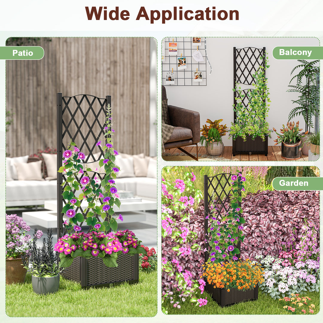 encanto plastic planter box with trellis Giantex Raised Garden Bed with Trellis 2