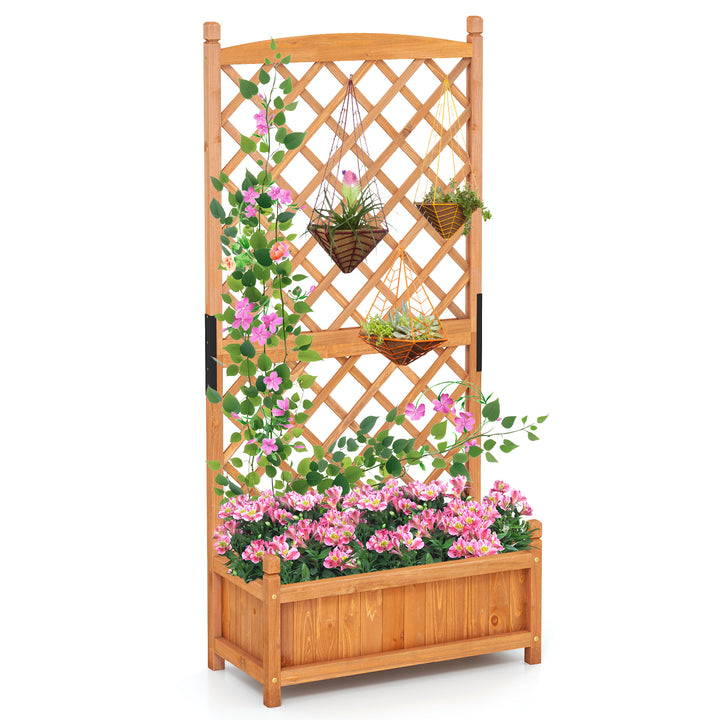 Giantex 60” Wooden Planter Container with Drainage Holes Trellis