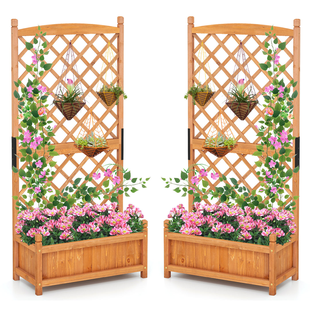 Giantex 60” Wooden Planter Container with Drainage Holes Trellis